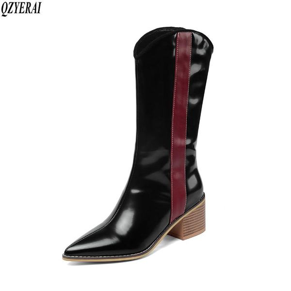 

black knee high boots western cowboy boots for women long winter women shoes pointed toe cowgirl