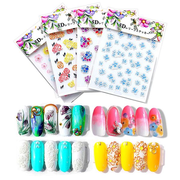 

3d nail sticker 8*6cm self-adhesive 3d nail stickers press on nails rub decoration manicure art nhb, Black
