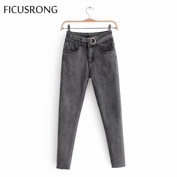 

новые женщины весна тонкий высокой талией сплошной цвет джинсы женщина корейский повседневная длина молния карандаш брюки джинсовые, Blue