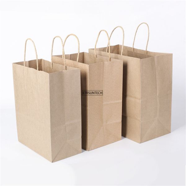 

gift wrap 100pcs kraft paper bag with handing for wedding party fashionable gifts multifunction take out wholesale