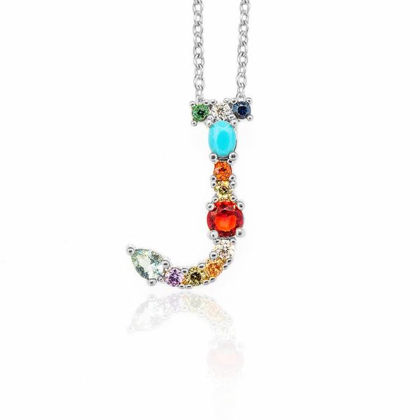 

2020 multicolor charm gold pendant necklace micro pave zircon initial 26 letter necklaces couple name necklace christmas gift, Silver