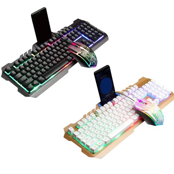 

wired gaming keyboard mouse combo set colorful led backlit deskcomputer gaming keyboad lighted lapmouse