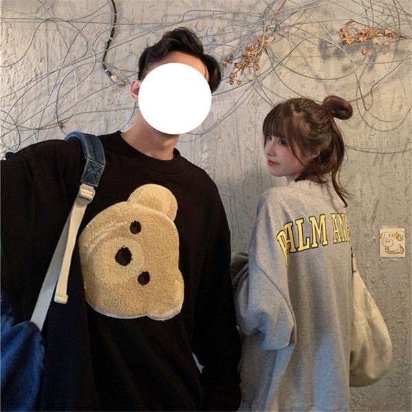

по xiaohua 2020 осень и зима новый шикарный свободный тонкий милый свитер sweaterbear пара свитер для женщин tst8i, Black