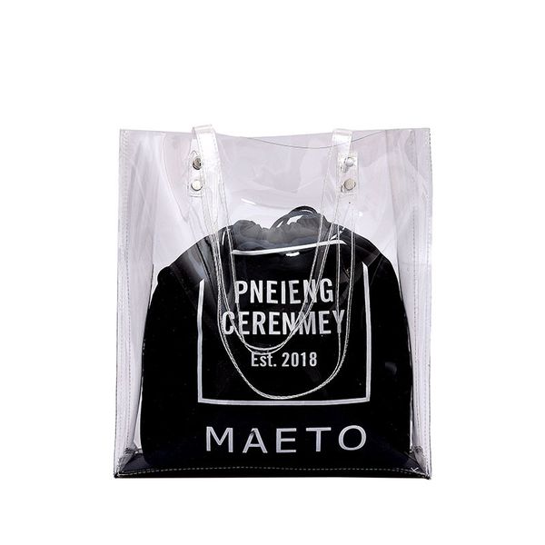 

bag women fashion transparent shoulder bag bundle pocket handbag beach sac a main femme
