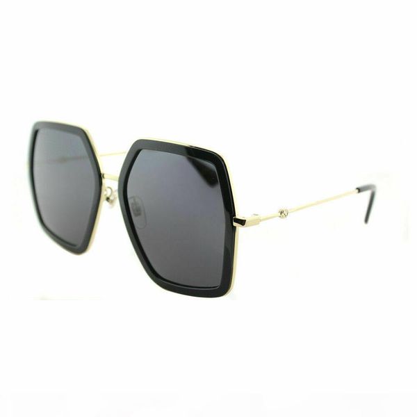 

new womens 0106s 001 gold black metal square sunglasses grey lens sun glasses black women sunglasses with case new with tags box, White;black