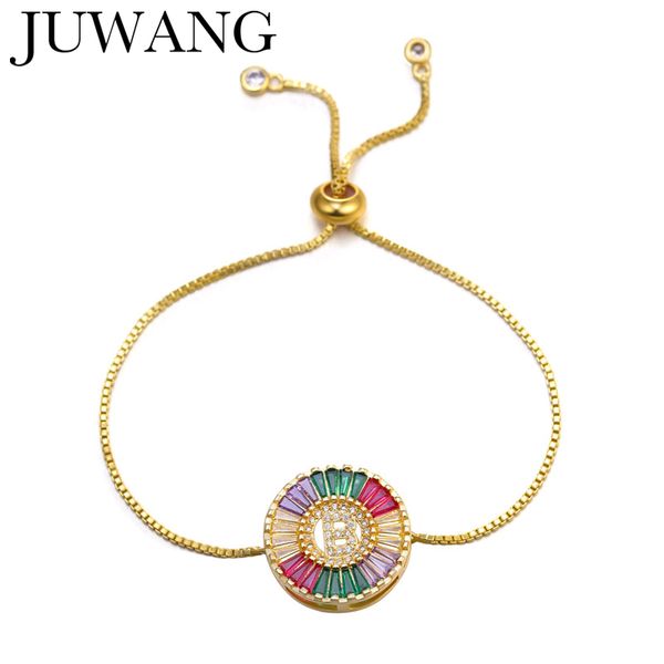 

new copper gold cubic zirconia 26 alphabet initial bracelets for women femme a-z initial chain name adjustable bracelets, Black