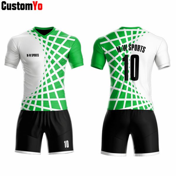 

green and black football jersey full sublimation football wear 2020 soccer jerseys, Blue;black