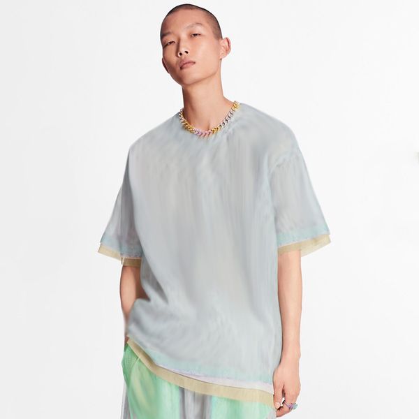 

20ss multi-layer color gauze silk mesh tee high street crew neck short sleeves men women outdoor travel t-shirt summer breathable hfymtx847, White;black