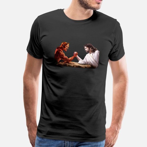 

god arm wrestling satan t shirt men print short sleeve o neck basic solid crazy basic spring normal shirt