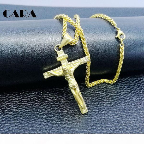 

cross inri crucifix jesus piece pendant & necklace gold color stainless steel hip hop men chain christian jewelry gifts vintage cagf0147, Silver