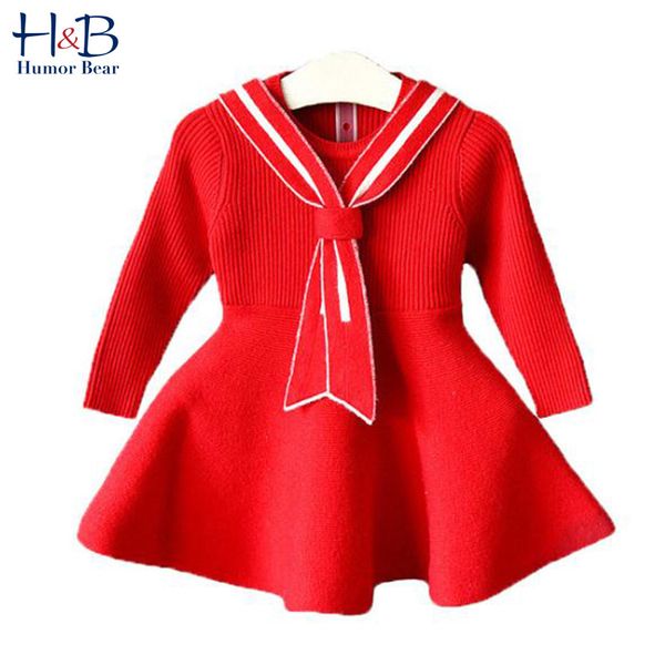 

humor bear girls dress 2020 autumn winter new girl dress korean core-spun cotton sweater fall girl streamer casual solid color, White