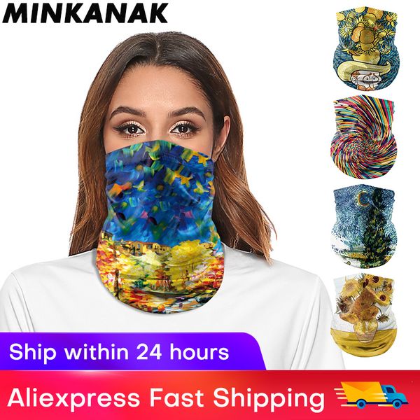 

minkanak painted rural style printed scarf face mask sunscreen half face mask outdoor leisure sports fashion accessories, Blue;gray