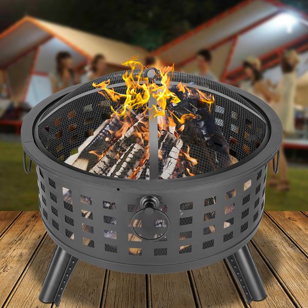

большой открытый 26-дюймовый огонь fire pit wood жжение находки на задворк патио стальной шар камин черный новый