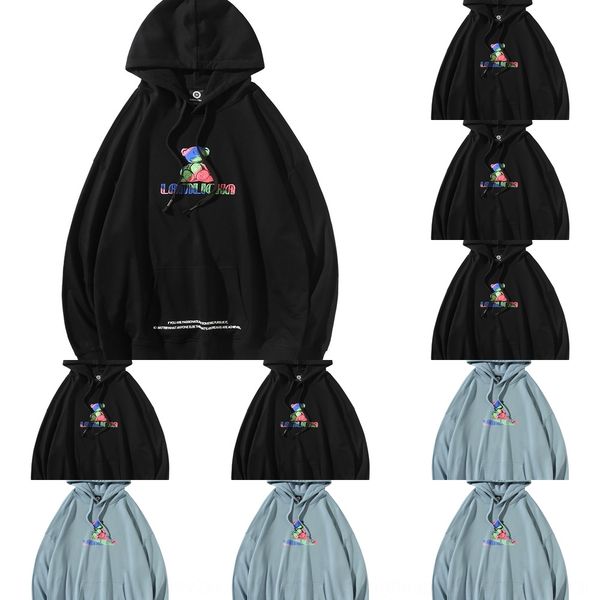 

осень gradient красной панды напечатанного мужского свитер балахон шнурок пуловер свободного свитер женщины мода бренд пара случайного балах, Black