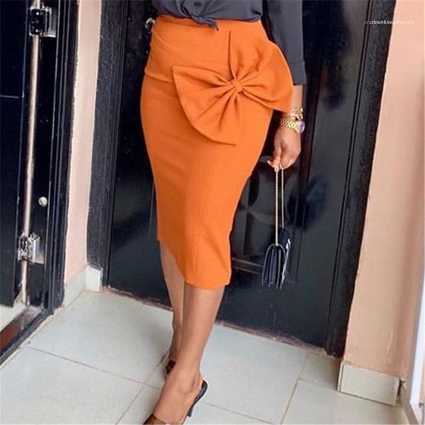 

color printed big bow knee length skirts womens 2020 luxury designer clothes autumn womens designer hips skirts solid, Black