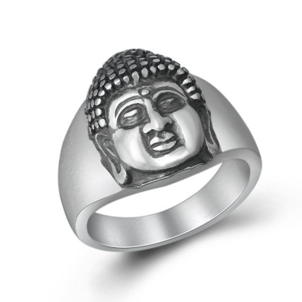 

990 real sterling silver jewelry men women ethnic scrub buddha head ring christmas gift jewelry