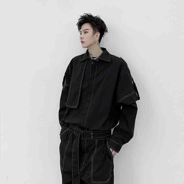 

cool hip hop show suit loose fashion brand casual corset, Black