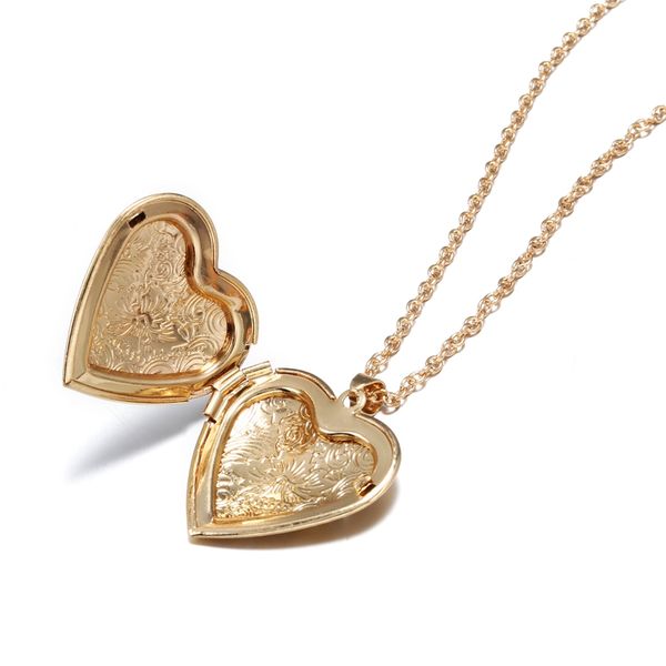 

pendant necklaces match-right romantic heart po frame for women gifts openable love necklace keepsake jewelry cn050, Silver