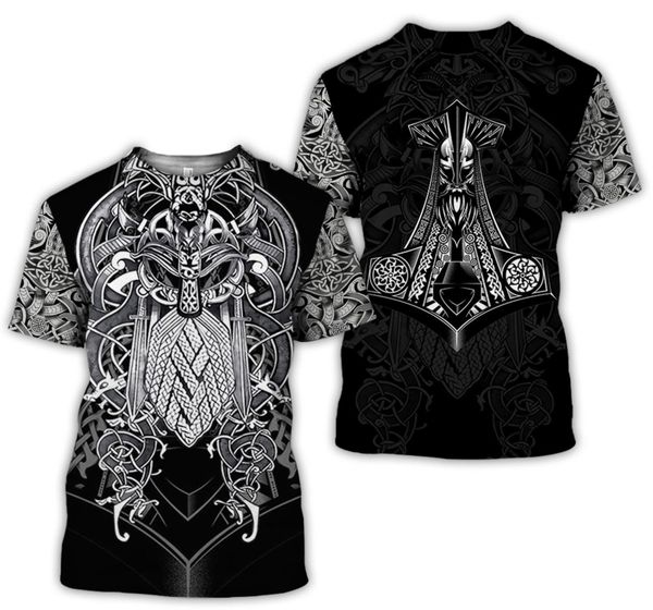 

2020 new summer fashion viking tattoo t shirt men shirt viking odin 3d printed funny t-shirt harajuku casual street tee mx200509, White;black