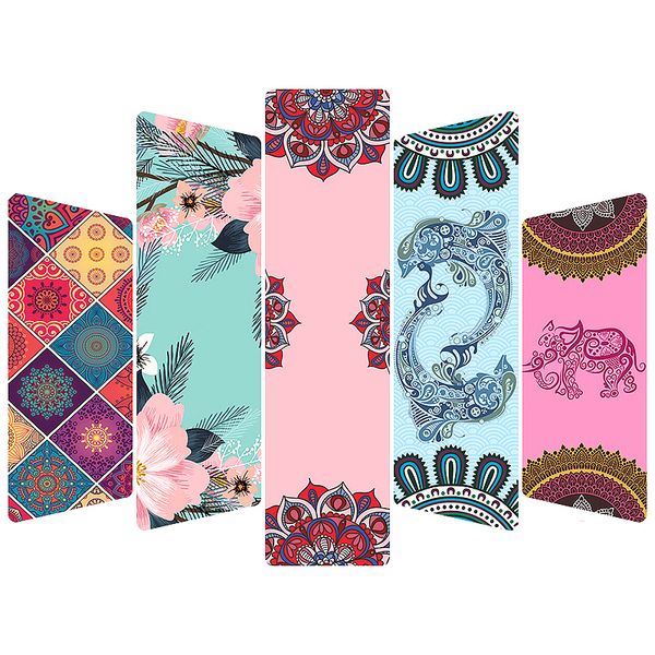 

1.5mm натуральный каучук замша йога pad printed складная портативный противоскольжения йога полотенце