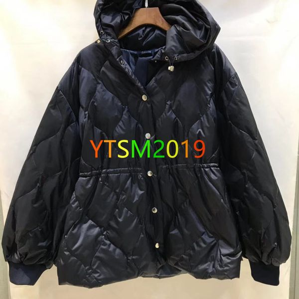 

down coat women's loose hoodie down jacket white duck down-filled coat outdoor warm feather outerwear windbreaker, Black