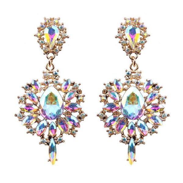 

Women Drop Earrings Colorful Flower Big Brand Design Luxury Starburst Pendant Crystal Stud Gem Statement Earrings Jewelry Gifts