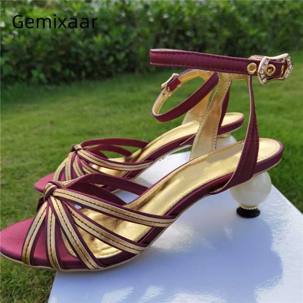

pearl strange heel party sandals women ankle strappy open toe mixed color satin bowtie summer sandals women, Black