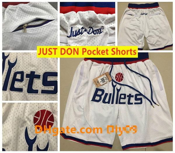 

mens washington wizards basketball just don pocket shorts vintage breathable stitched pants mitchell & ness hip-hop classic shorts, Black