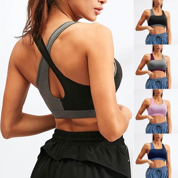 

women yoga running bra vest sports bra without steel hollow out sports underwear push up seamless wiresport brassiere, White;black