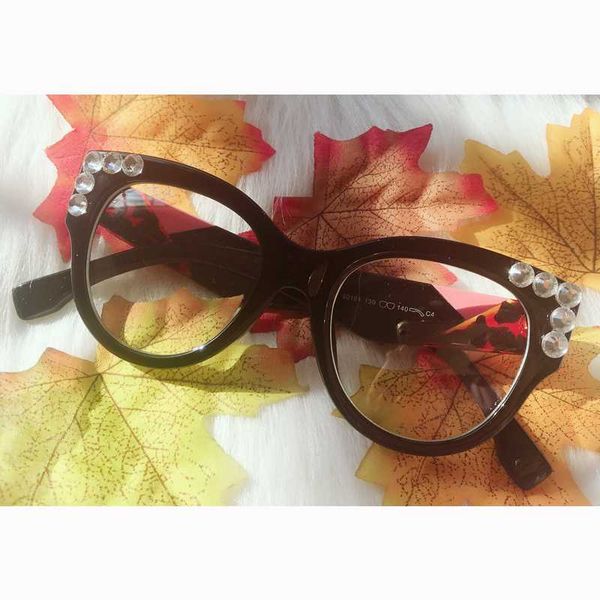

2020 new fashion cat eye glasses frames women retro luxury diamond glasses optical computer prescription myopia eyeglasses, Black