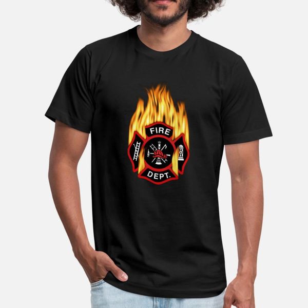 

flaming red firefighter badge t shirt men designs short sleeve round neck pattern fitness new fashion summer style natural shirt