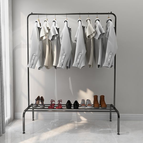 

clothing rack garment racks standing clothes organizer with rod and lower storage