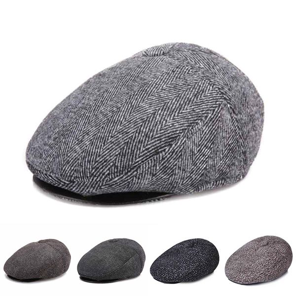 

berets wool sboy caps men grey herringbone flat women coffee british gatsby cap autumn winter woolen hats, Blue;gray