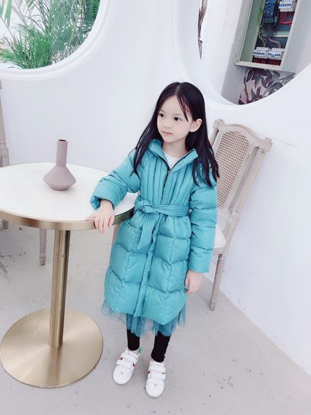

girls winter jackets baby outdoor warm clothing thick coats windproof children's cotton jackets kids winter hooded outerwear, Blue;gray