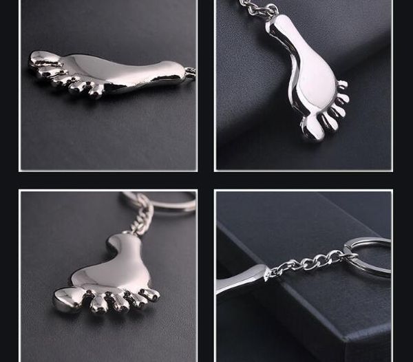 

10pcs/lot trendy style foot keychain woman man metal foot key ring foot pendant car key ring holder fashion keyring chain ing, Slivery;golden
