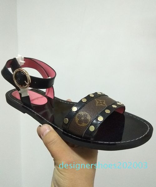 

branded women leather passenger flat sandal designer canvas adjusted ankle strap buckle leather outsole casual sandal s03, Black