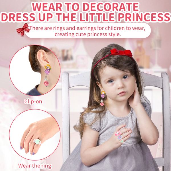 

12 штук девушки ювелирных изделий семьи ювелирные серьги кольца маленькой принцессы украшения украшения куклы детские игрушки подарок для ре