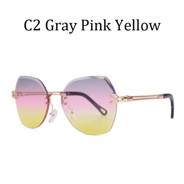 

fashion multicolor frameless butterfly sunglasses metal frame gradient mirror female mirror 18064, White;black