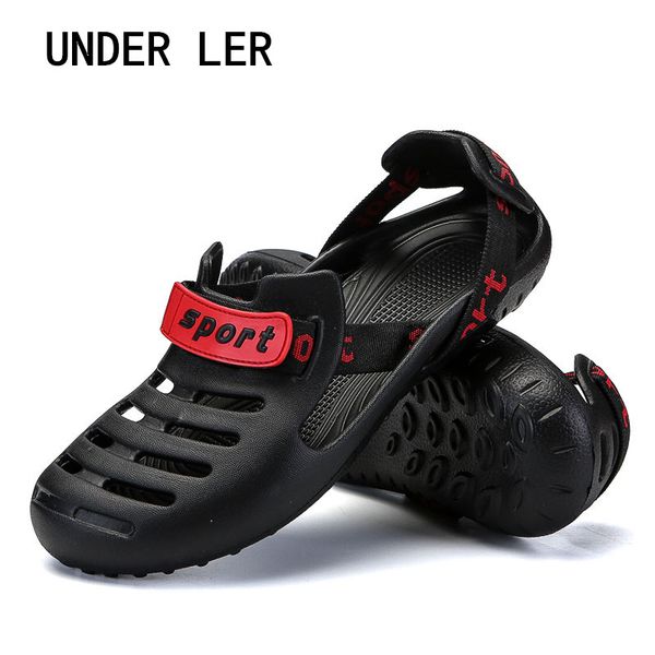 

2020 summer sandals for beach sports women men's slip-on shoes slippers female male crocks crocse water mules d039, Black