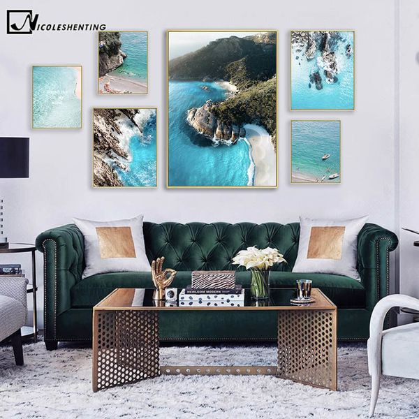 

scandinavian seascape poster print coastline sea beach canvas wall art picture painting nature landscape nordic home decoration