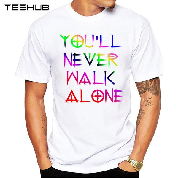 

2019 teehub мужская мода вы никогда не будете ходить в одиночку печатается с коротким рукавом футболка hipster o-образным вырезом дизайн top