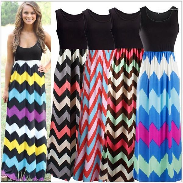 

one piece female scoop neck clothing women empire panelled dress summer sleeveless striped printed dress lady, Black;gray