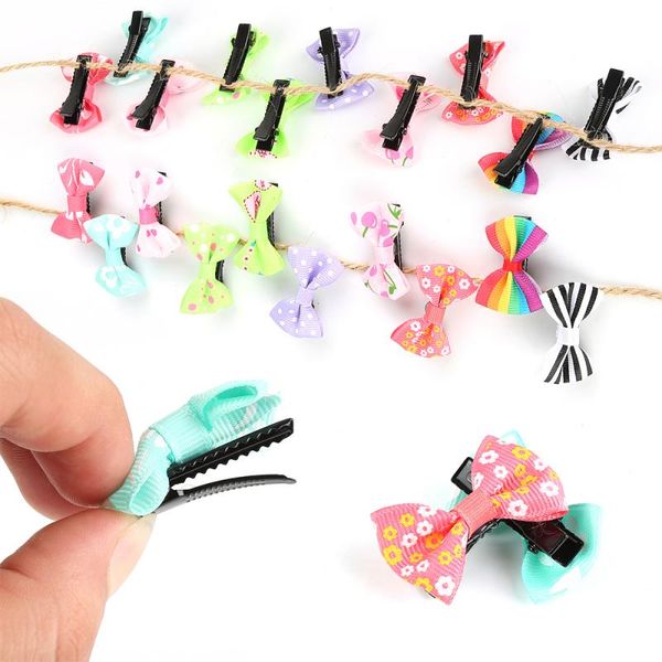 

hair accessories 20pcs cute cartoon candy color various shape random mix bow hairpin duckbill children girl, Slivery;white