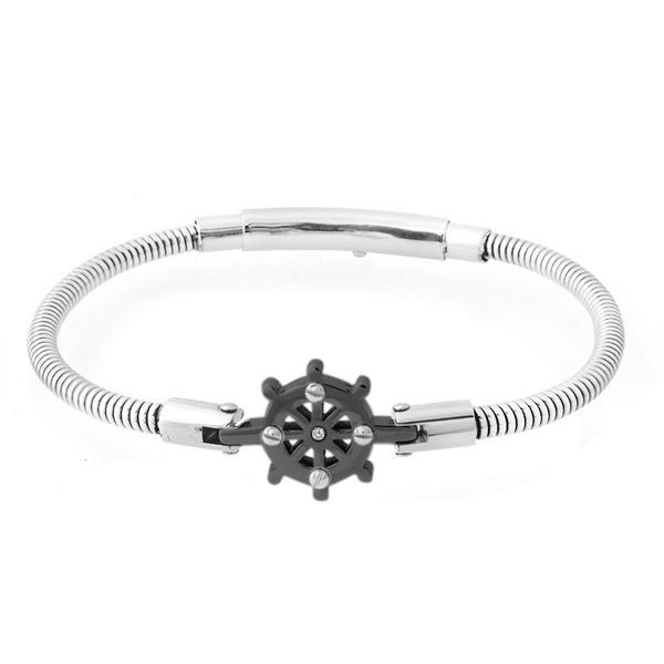 

runda 2020 fashion spring bracelet rose gold plating with stainless steel bracelets for men anchor jewellery, Black