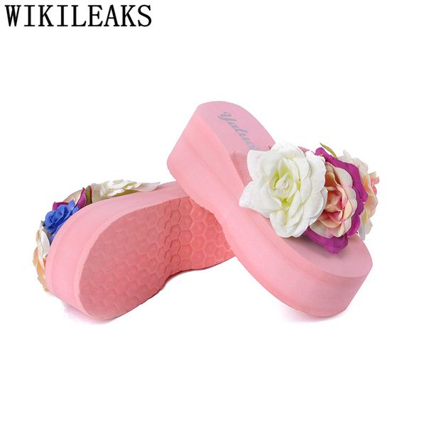 

fashion diy platform slippers beach womens slippers outdoor women summer designer slides wedge sandals zapatos de mujer, Black