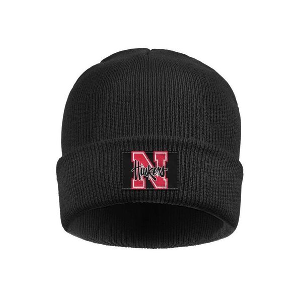 

fashion nebraska cornhuskers football old print logo stretchy & soft beanie hats vintage core smoke camouflage wordmark usa flag white, Blue;gray