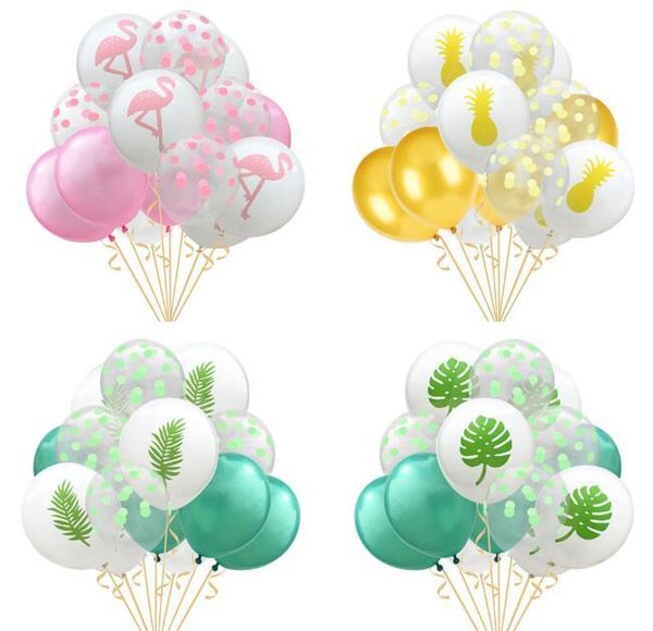 

15pcs/set printed party theme inch set dot flamingo decoration balloons pinapple leave 12 hawaii loveshop01 cppqn