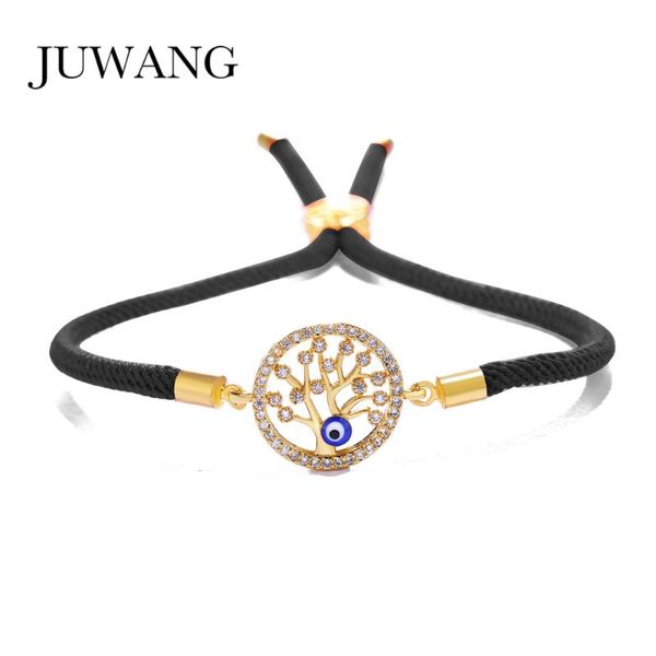 

juwang 6 colors blue evil eye tree of life rope bracelets & bangles for women man cz crystal red /black string fashion jewelry, Red;blue