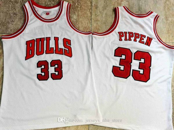 

MenChicagoBulls#Scottie#33#Pippen#Exquisitely sewn embroidered basketball jersey, sewn embroidered white fabric basketball jersey