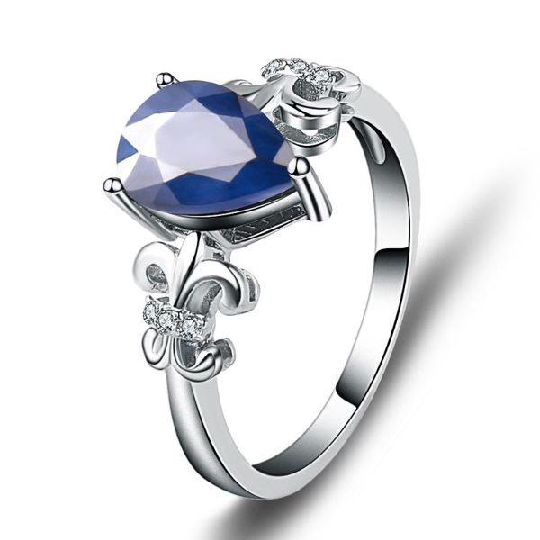 

gem's ballet 2.53ct natural blue sapphire gemstone vintage ring for women wedding band ring 925 sterling silver fine jewelry, Golden;silver